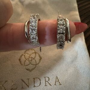 Kendra Scott Silver Livy Crystal Huggie Earrings